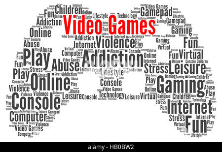 Videospiele-Wortwolke Stockfoto