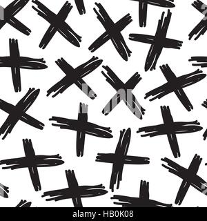 Handbemalte nahtlose Vektormuster mit Kreuz, abstrakte doodle Stock Vektor
