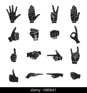 Hand-Icon-Sammlung, Silhouette Vektorgrafik Stock Vektor