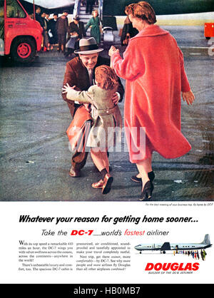 1957 USA Werbung für die Douglas DC-7 Stockfoto
