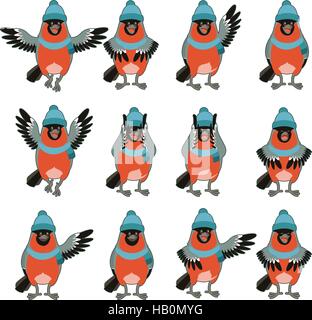 Vektor-Bild eingestellt von Gimpel mit flachen Symbole Hüte Stock Vektor