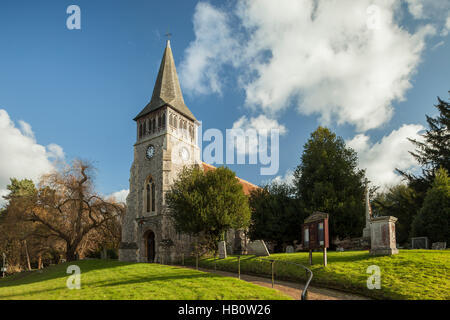 Herbsttag im Dorf Wickham, Hampshire, England. Stockfoto