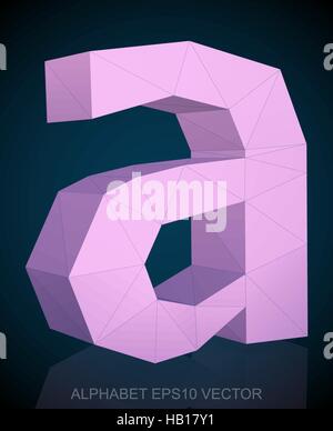 Abstrakte Pink 3D polygonalen Kleinbuchstabe eine Reflexion. Low-Poly-Alphabet-Sammlung. 10 EPS-Vektor-Illustration. Stock Vektor