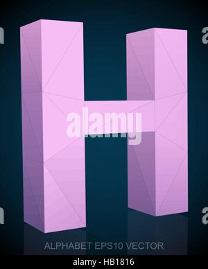 Abstrakte Pink 3D polygonalen Großbuchstabe H mit Reflexion. Low-Poly-Alphabet-Sammlung. 10 EPS-Vektor-Illustration. Stock Vektor