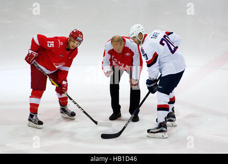 Moskau, Russland - 26. November 2016: auf Eishockey Spiel Spartak Vs Slovan auf russischen KHL premier Hockey League Championship im Luzhniki Sportarena, Moskau, Russland. Spartak gewann mit 4:2 Stockfoto