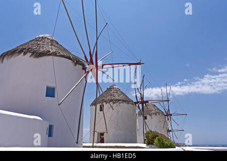 Die Windmühlen von Mykonos Stockfoto