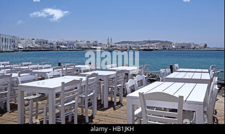 Restaurant am Hafen, Mykonos Stockfoto