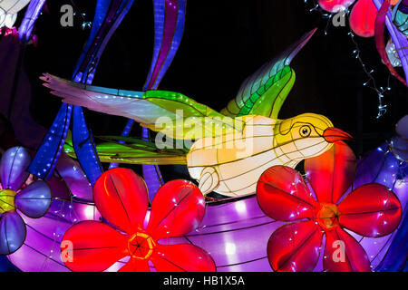 Magische Laterne-Festival in Birmingham Botanical Gardens, West Midlands, Vereinigtes Königreich. Stockfoto