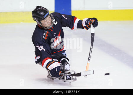 Satoru Sudo (JPN), Dezember 3, 2016:2016 IPC Ice Sledge Hockey World Championships B-Pool-Endspiel zwischen Japan 0-6 tschechischen Hakucho Oji Ice Arena in Hokkaido, Japan. © Shingo Ito/AFLO/Alamy Live-Nachrichten Stockfoto