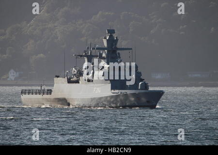 FGS-Ludwigshafen am Rhein (F264), eine Korvette Braunschweig-Klasse der deutschen Marine, Ankunft für Übung Joint Warrior 16-2. Stockfoto