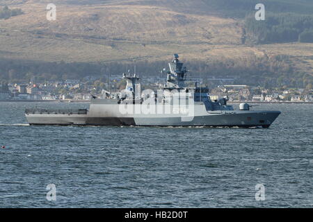 FGS-Ludwigshafen am Rhein (F264), eine Korvette Braunschweig-Klasse der deutschen Marine, Ankunft für Übung Joint Warrior 16-2. Stockfoto