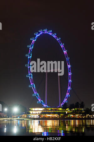 Nachtansicht des Singapore Flyer Stockfoto