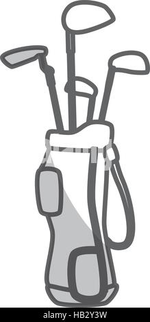 Tasche mit Golf klebt Symbol auf weißem Hintergrund. Vektor-illustration Stock Vektor