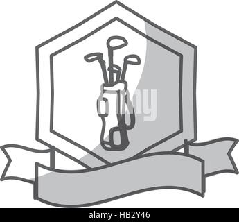 Zierrahmen mit Tasche mit Stöcken von Golf-Symbol auf weißem Hintergrund. Vektor-illustration Stock Vektor