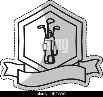 Zierrahmen mit Tasche mit Stöcken von Golf-Symbol auf weißem Hintergrund. Vektor-illustration Stock Vektor