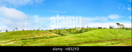 Horizontalen Achse Windkraftanlagen. Panorama Stockfoto