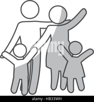 Familie der Eltern und Kinder-Symbol auf weißem Hintergrund. Piktogramm-Design. Vektor-illustration Stock Vektor