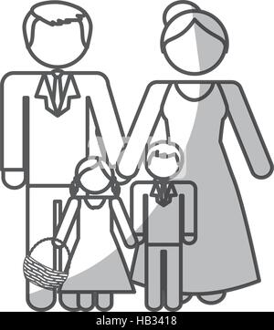 Familie der Eltern und Kinder-Symbol auf weißem Hintergrund. Piktogramm-Design. Vektor-illustration Stock Vektor