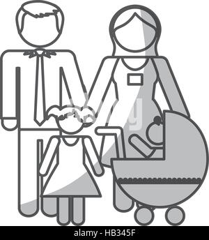 Familie der Eltern und Kinder-Symbol auf weißem Hintergrund. Piktogramm-Design. Vektor-illustration Stock Vektor