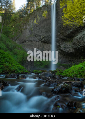 Latourell Falls ist ein Wasserfall entlang des Columbia River Gorge in Oregon, im Guy W. Talbot State Park. Stockfoto