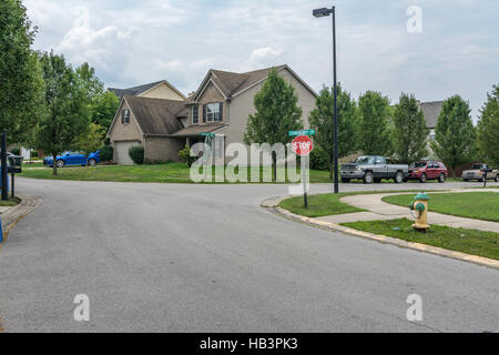 Nachbarschaft Straßen im Vorort Midwest America Stockfoto