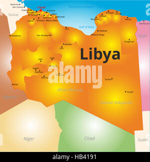 Farbkarte von Libyen-Land Stockfoto