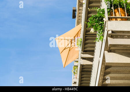 Sonnenschirm gegen das Licht. Stockfoto