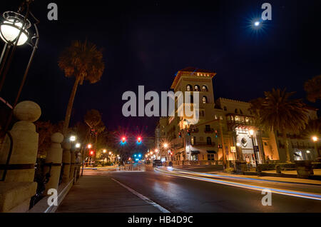 St Augustine Stadt Straßenszenen nächtens Stockfoto