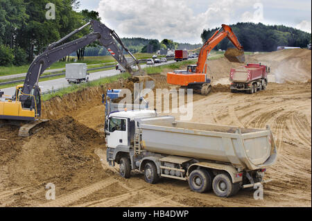 Baustelle auf der Autobahn in Deutschland Stockfoto