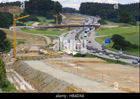 Baustelle auf der Autobahn in Deutschland Stockfoto