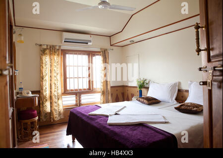 Zimmer auf Hausboot, Backwaters von Kerala, Indien Stockfoto