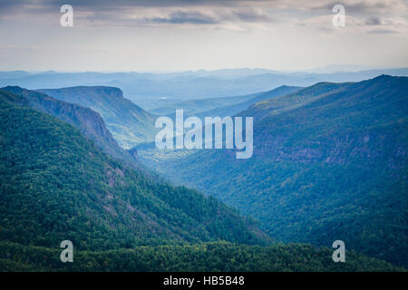 Blick auf die Schlucht Linville von Hawksbill Berg, im Pisgah National Forest, North Carolina. Stockfoto