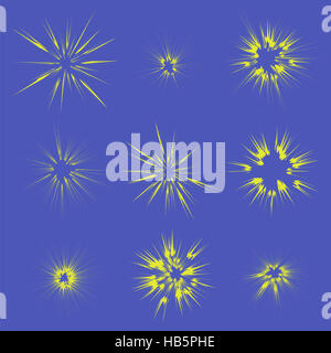 Explodieren Sie, Blitz, Explosion Cartoon, Sterne platzen Stockfoto