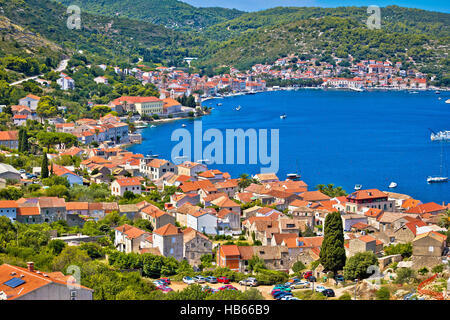 Insel Vis Bucht Luftbild Stockfoto