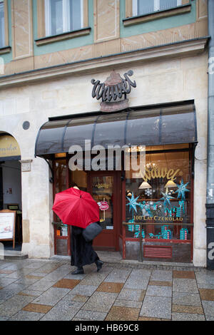 Polen Krakau berühmte Wawel Schokolade Shop in Hauptplatz Stockfoto