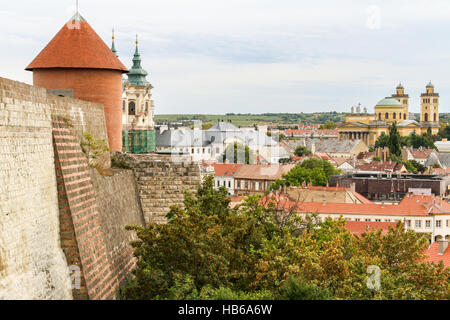 Blick von der Burg von Eger in Ungarn Stockfoto