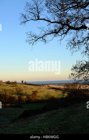 Hadleigh Olympische Bike-Park, mit Blick auf Hadleigh Castle Stockfoto