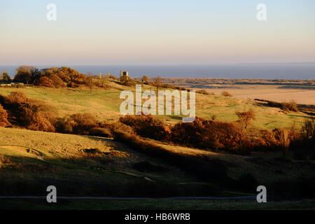 Hadleigh Olympische Bike-Park, mit Blick auf Hadleigh Castle Stockfoto