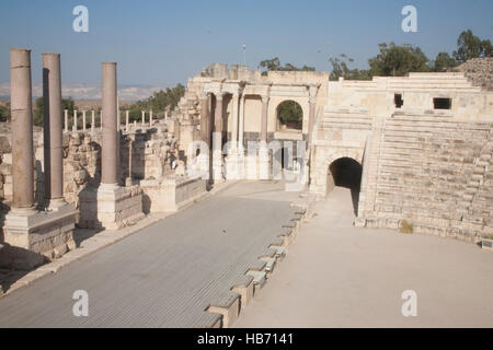 Israel, Norden, Bet She'an National Park, alte Stadt von Bet She'an-Skythopolis, archäologische Ausgrabungen und Rekonstruktionen. Stockfoto