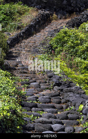 Basalt Steintreppen auf der Insel Pico, Azoren Stockfoto