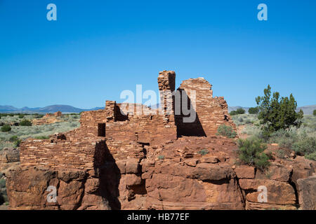 Lomaki Pueblo, bewohnte von ca. 1.100 N.Chr. bis 1.250 N.Chr, Wupatki National Monument, Arizona, USA Stockfoto