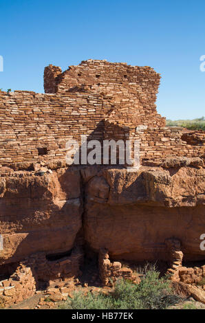 Lomaki Pueblo, bewohnte von ca. 1.100 N.Chr. bis 1.250 N.Chr, Wupatki National Monument, Arizona, USA Stockfoto