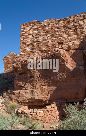 Lomaki Pueblo, bewohnte von ca. 1.100 N.Chr. bis 1.250 N.Chr, Wupatki National Monument, Arizona, USA Stockfoto