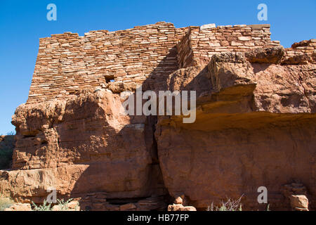 Lomaki Pueblo, bewohnte von ca. 1.100 N.Chr. bis 1.250 N.Chr, Wupatki National Monument, Arizona, USA Stockfoto