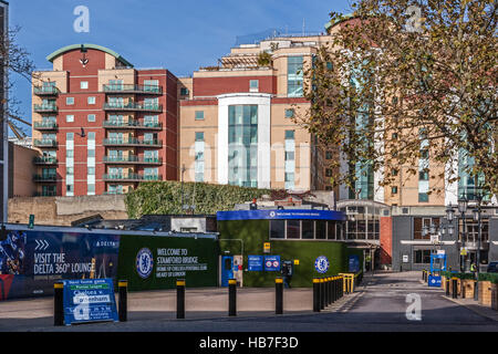 Stamford Bridge Football Ground Eingang, Chelsea, London Stockfoto