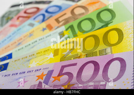 Euro-Banknoten in Gruppe Stockfoto