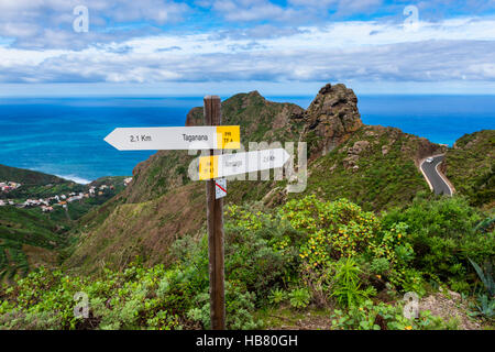 Wegweisern nach Taganana Teneriffa Stockfoto