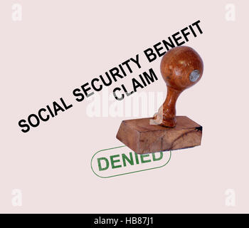 Soziale Sicherheit Anspruch verweigert Stempel Stockfoto