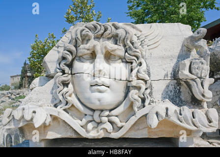 Medusenhaupt, Tempel des Apollo, Didyma, Anatolien, Türkei Stockfoto