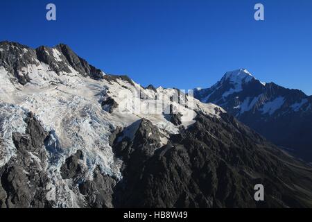 Große Gletscher und Gipfel des Mt. Cook Stockfoto